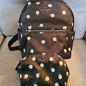 Kate Spade Chelsea Medium The Little Better Orchard Aplle Nylon Backpack Black